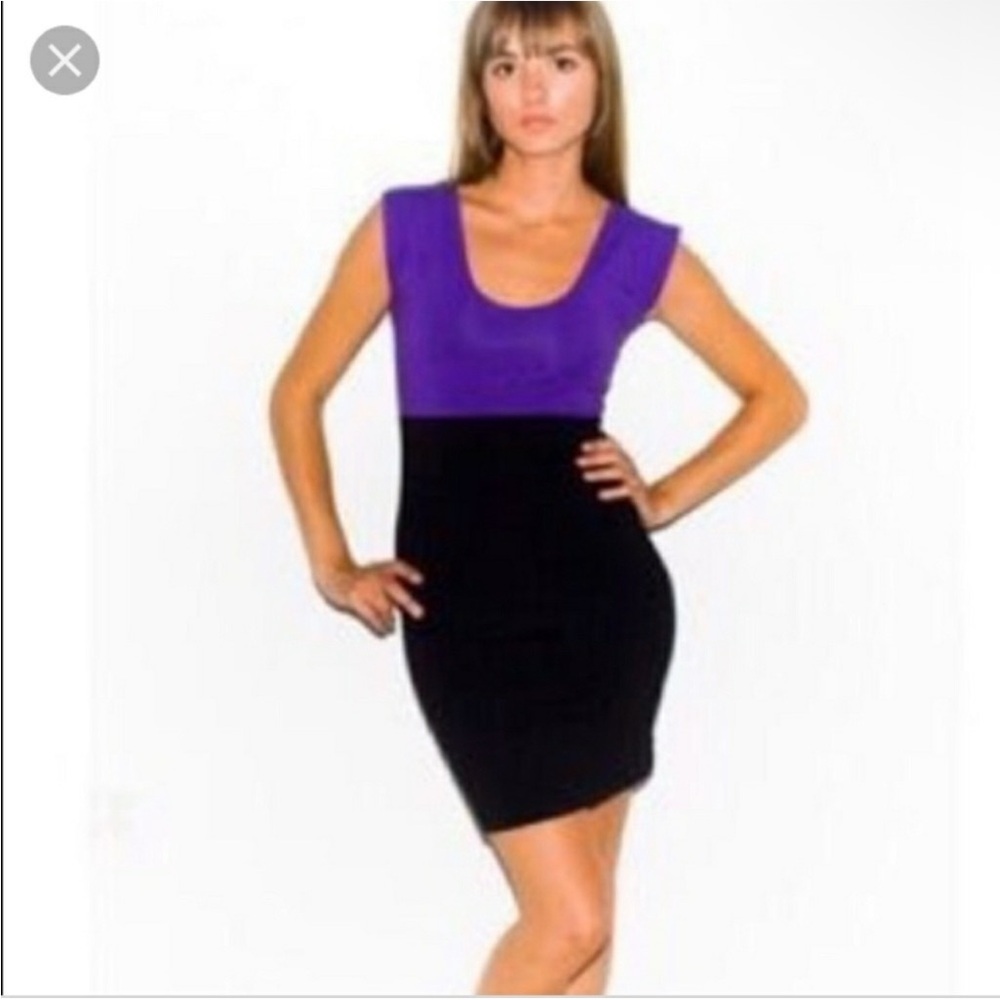 American Apparel Jersey Spandex Two-Tone Fitted Mini Dress